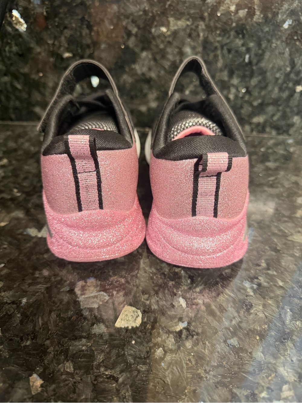 Skechers Kids Black and Pink Glitter Athletic Sneakers - Picture 3 of 8